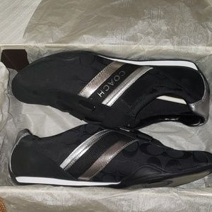 Vintage New Black & Silver COACH Shoes w/ Velcro